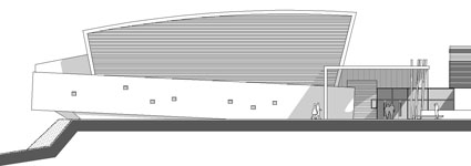 Elévation de l'extension du gymnase Lespiat à Melun - Goudenege Architectes